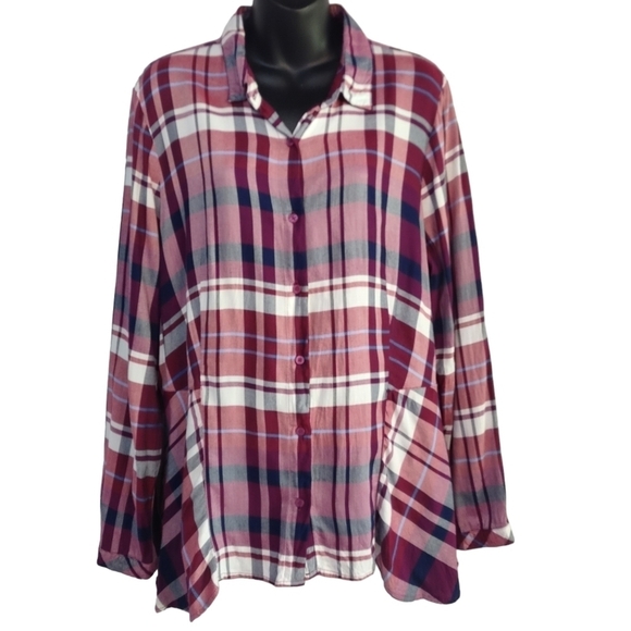 IZOD Women's Top Button Down Shirt Purple Size L - Picture 1 of 8
